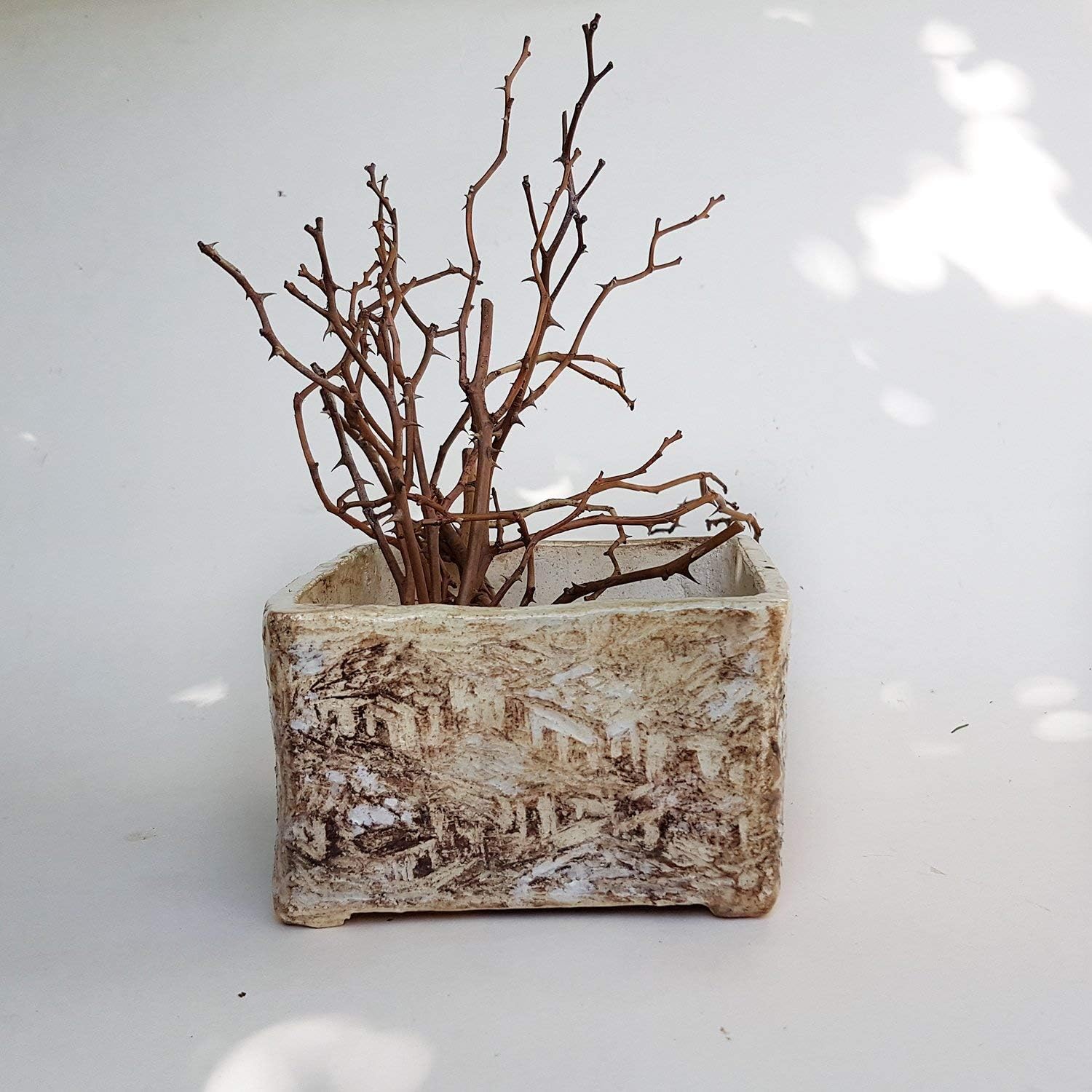 Ceramic Square Succulent Planter, Pottery Square Vessel, cactus plant pot, bonsai Square planter