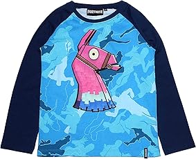 Fortnite Camisetas de Manga Larga, Azul