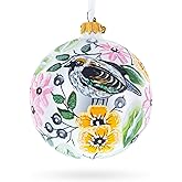 Birds Singing Extravaganza Glass Ball Christmas Ornament 4 Inches