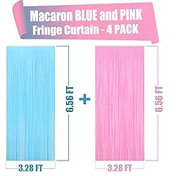 4 Pack Macaron Pink Blue Foil Fringe Curtain