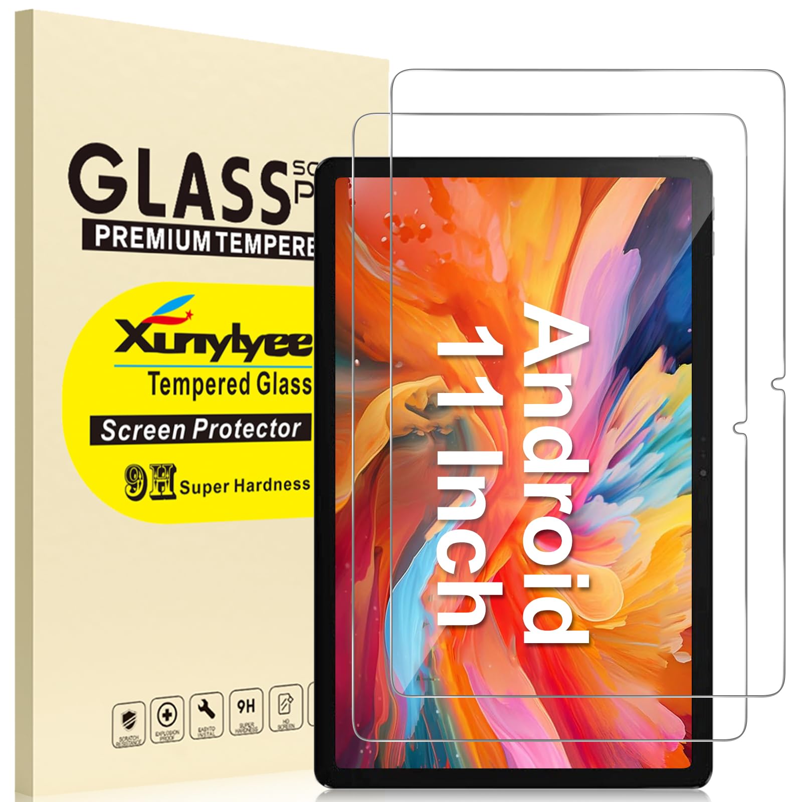 Photo 1 of XunyLyee 11 Inch Android 15 14 Tablet Screen Protector for ApoloMedia EP1095T Android Upgraded Tablet 11'' Tempered Glass Film 2025, 9H Hardness, Anti-Scratch [9.84'' x 6.37'', 250mm x 162mm], 2 Pack