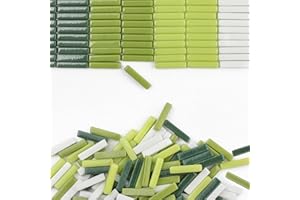 Youway Style Mosaic Tiles for Crafts Bulk,200g Green Colors Mosaic Glass Pieces,Strips Shapes Glass Tiles for DIY Crafts Art,Mosaic Supplies and Mosaic Projects (Multi-Green)