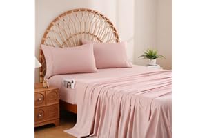 JSD Dusty Pink Twin Sheet Set with Side Pocket Corner Straps, 3 Piece Soft Kids Microfiber Bed Sheets Extra Deep Pocket