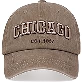Chicago Hat for Men Women 3D Embroidery Vintage City Dad Hats Baseball Cap