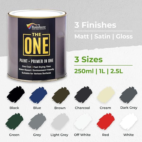 THE ONE ALL-IN-ONE PAINT & PRIMER – LIGHT GREY GLOSS, 33.8 FL OZ/1 LITER | 1 COAT FORMULA | EASY INDOOR & OUTDOOR DECORATING FOR HOME & GARDEN WALLS, FLOORS & FURNITURE | WATER-BASED & LOW VOC