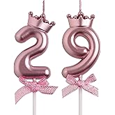 AOOLADA 29th 92nd Birthday Candles, Rose Gold 92 29 Year Old Cake Topper Number Birthday Candles, Happy Birthday Party Decorations Gifts for Women Men