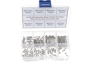 HVAZI M2 Stainless Steel Phillips Flat Head Machine Screws Assortment Kit