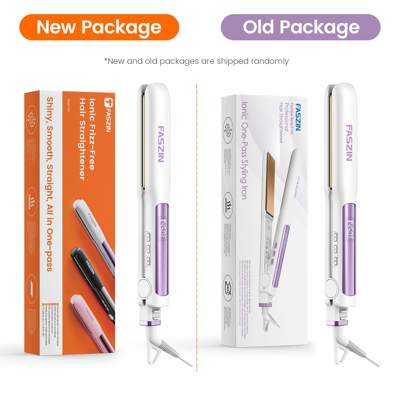Faszin Hair Straightener, Fast Heat Titanium Flat Iron with Negative Ions to Create Sleek Style, 2 in 1 Straightener and Curler Dual Voltage Styling Tool for Professional Salon Straighten/Curl/Wave