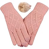 HOPSOOKEN Winter Wool Gloves for Women Men Warm Touch Screen Fleece Lined Elastic Knit Snow Gloves for Cold Weather