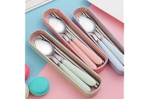 Stainless Steel Travel Cutlery Set, Disposable Flatware with Portable Case, Includes Fork, Spoon, Chopsticks, for Camping, Sc