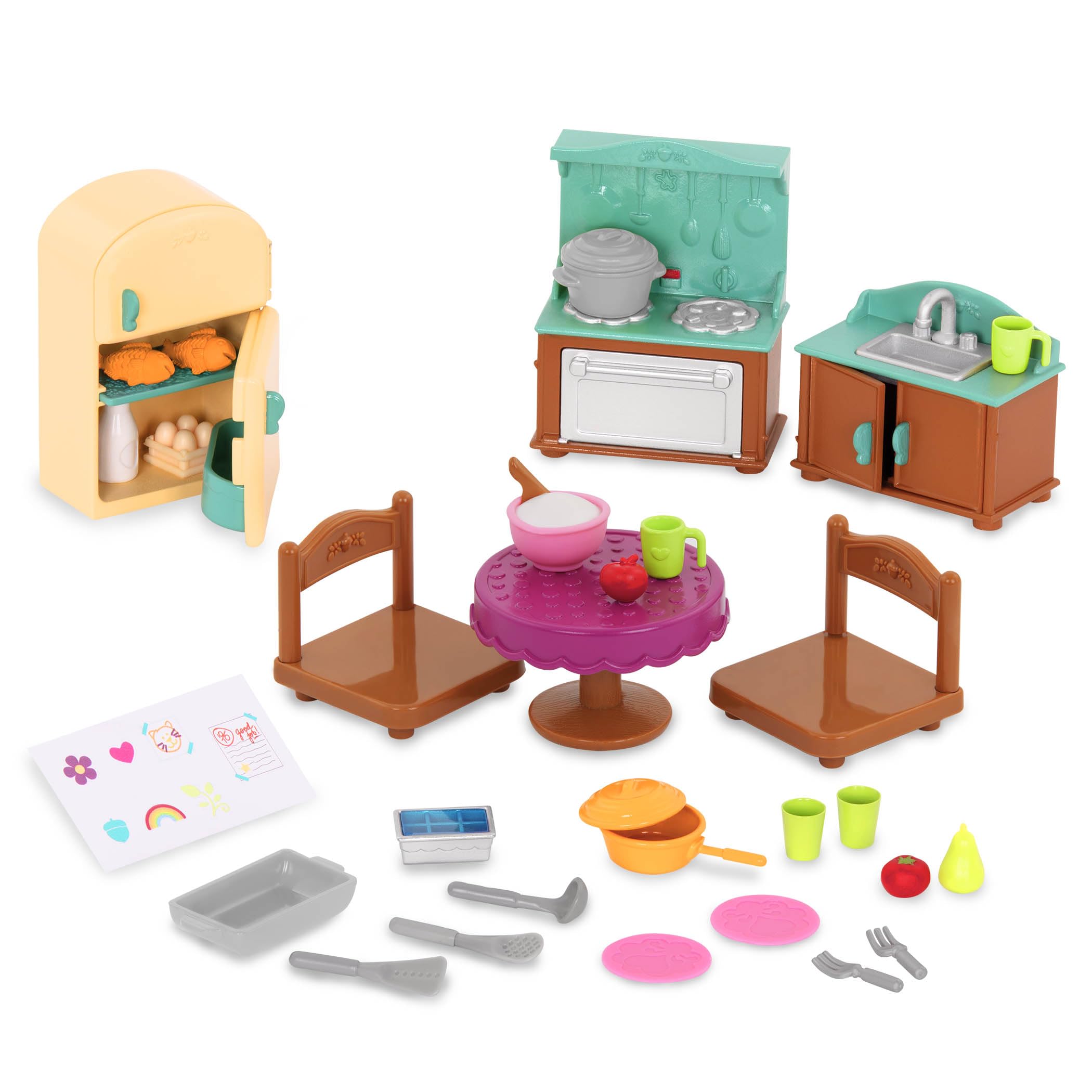 Li'l Woodzeez – Country Kitchen Set – 30 Pieces Miniature Dollhouse Furniture & Accessories – Pretend Play Food – Gift Toy for Imaginative 3+ Years — image 1
