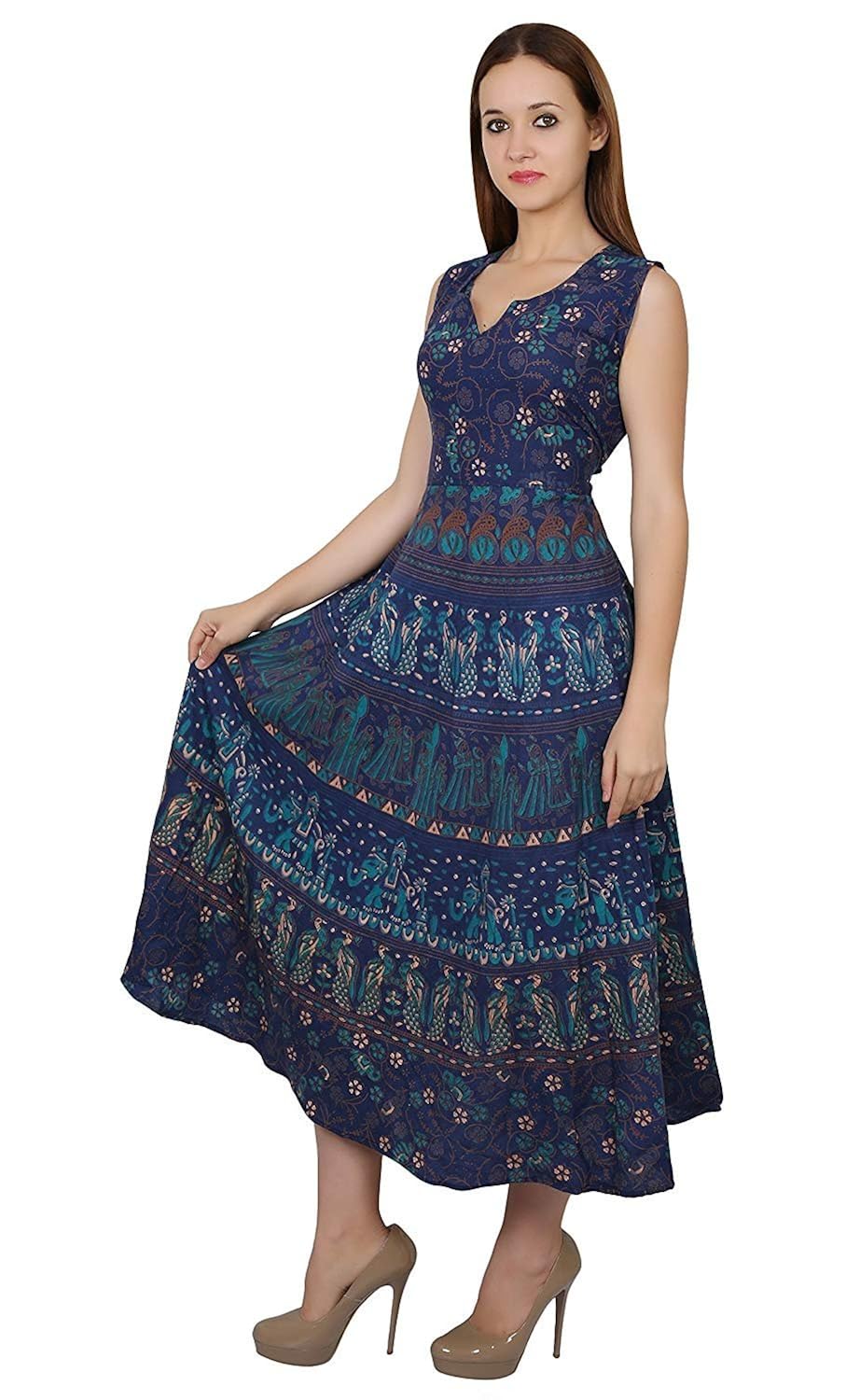 star product designer jaipuri animal printed cotton maxi long dresses for women