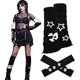 Gesranxs Star Arm Warmers Print Two Side Wear Leg Warmers Set Y2k Girls Japanese Kawaii Harajuku Accessory