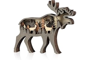 Laozai Wooden Forest Animals Deer Decor Cabin Rustic Mountain Decor Wall Decorations for Bedroom Living Room Table Decorative