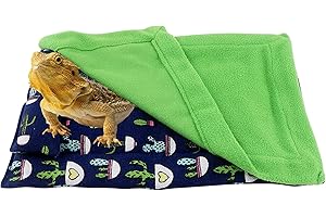 HOSUKKO Bearded Dragon Bed with Pillow Lizard Sleeping Bag Blanket Soft Warm Hideout Terrariums Accessories for Reptile Lizard Bearded Dragon (Blue)