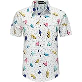 DOOPCCOR 90s Shirt 80s Shirts for Men 80s 90s Disco Retro Casual Button-Down Shirts 80s Mens Clothing