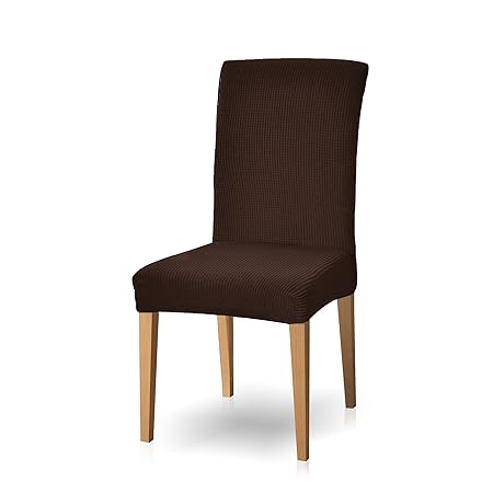 Subrtex Stuhlhussen Stretch Stuhlhusse 4er Set Elastisch Weich Hussen für Stühle Schwingstühle Waschbar (4 Stück, Dunkelbraun