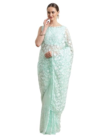 Women's Organza Saree with Blouse Piece (DWJ100_ Saree_Free Size)