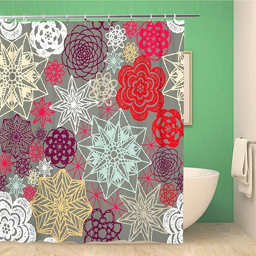 Amazon Com Rouihot Bathroom Shower Curtain Crochet Flowers
