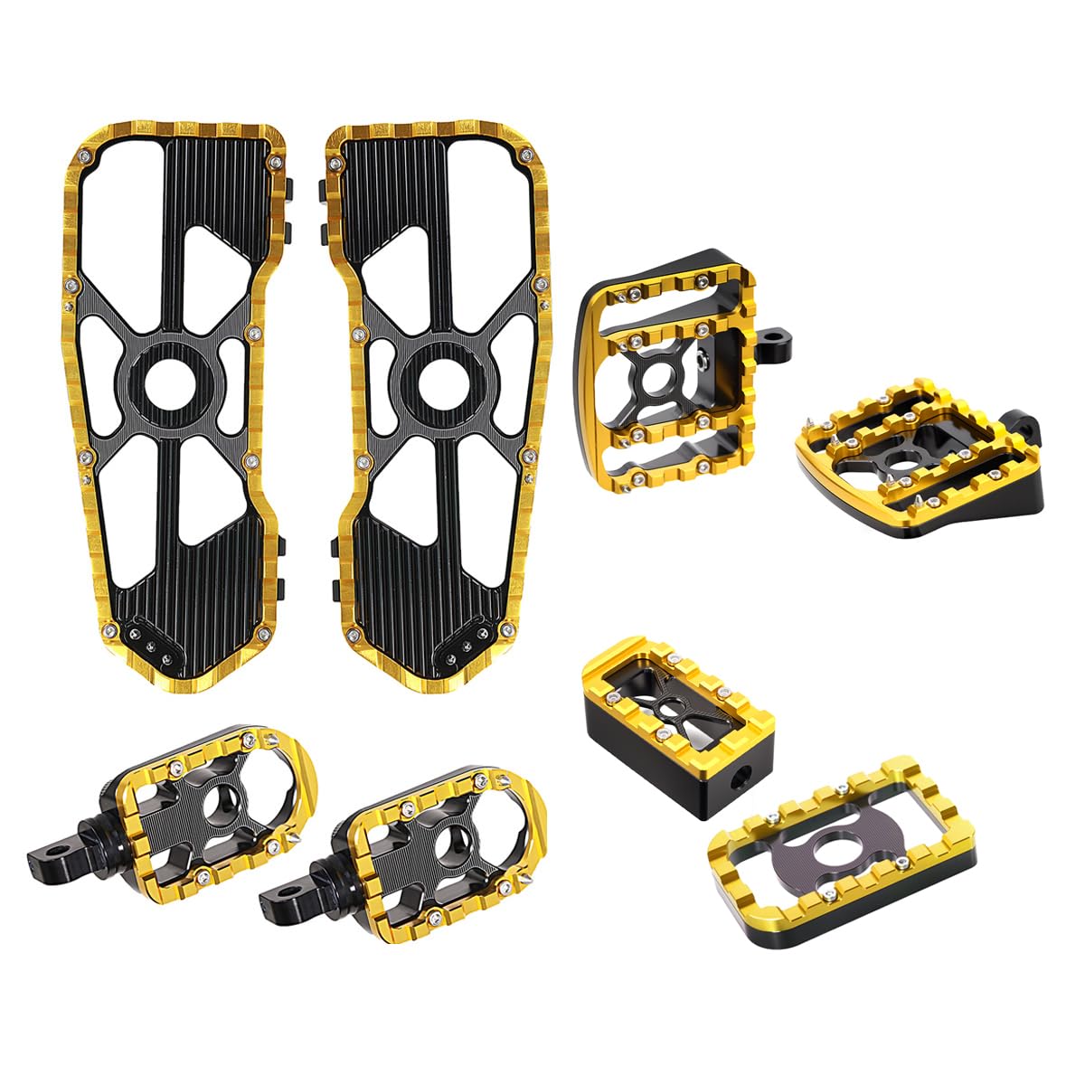 Photo 1 of Motorcycle Floorboards Front Foot Pegs Brake Pedal Cover Shifter Peg Compatible For Harley Touring 1986-2022 Road Glide ST Street Glide 1986-2017 Softail FL 2012-2016 Fatboy Dyna FLD (Gold)