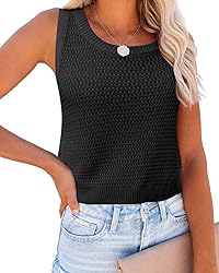 FISACE Womens Summer Knit Sweater Tank Tops Round