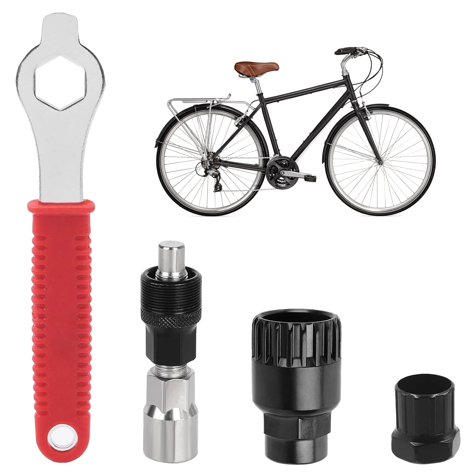 4Pcs Crank Removal Tool, Bike Crank Extractor and Bottom Bracket Remover with 1 Spanner Wrench, Bicycle Crank Arm Extractor Tool for Mountain Bike Bicycle MTB Square Threaded Crankset