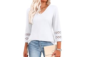 XIEERDUO 3/4 Length Sleeve Womens Tops Dressy Casual Blouses for Women 2025 Trendy V Neck T Shirts Summer Clothes