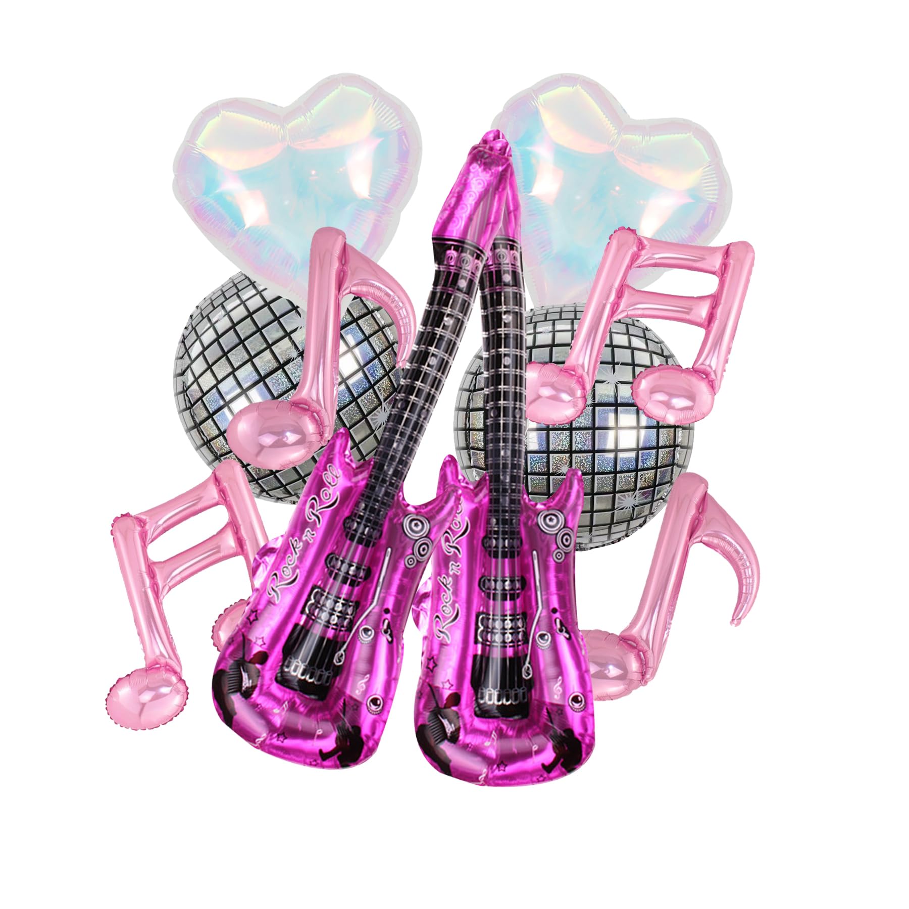 SYNUO Music Party Decoration Music Note Balloon Disco Balloon Guitar Foil Balloon Concert Party Dcoration, 30inch, Pink