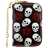 ANNAMISSI Rfid Credit Card Holder,Wallet Women Organizer Accordian Men Minimalist Wallet,Card Holder Keychain (Skull)