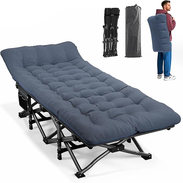ATORPOK SHOP Campingbett feldbett klappbar, Faltbar Gästebett bis 200 kg für,mit Seitentasche, tragbares Campingliege，Outdoor, Garten, Reisen, Camping, Indoor