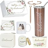 WEDNGGF Bridesmaid Proposal Gifts - Will You Be My Bridesmaid Gift Box,20oz Wine Tumbler Gift Set,Wedding Engagement Bachelorette Party Gifts for Bridesmaids, Maid of Honor