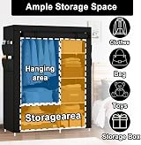 OPPAIYA Canvas Wardrobe 105x45x165 cm with 5 Shelves 1 Rail view 3
