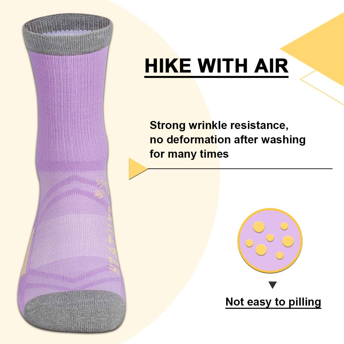Heatuff Womens 6 Pack Hiking Crew Socks Performance Athletic Cushion Outdoor Trekking Sock: Clothing