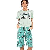 Lazy One Bermuda Short and T-Shirt Set, Cute Pajama Lounge Set for Women, Summer Loungewear