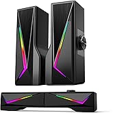 Computer Speakers for Desktop, Bluetooth & USB Input, USB Powered Gaming Stereo Speakers for PC Laptop Monitor, 6 Colorful RGB Modes, Detachable 2-in-1 Design (Package Only 2 Speaker)