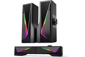 Computer Speakers for Desktop, Bluetooth & USB Input, USB Powered Gaming Stereo Speakers for PC Laptop Monitor, 6 Colorful RG