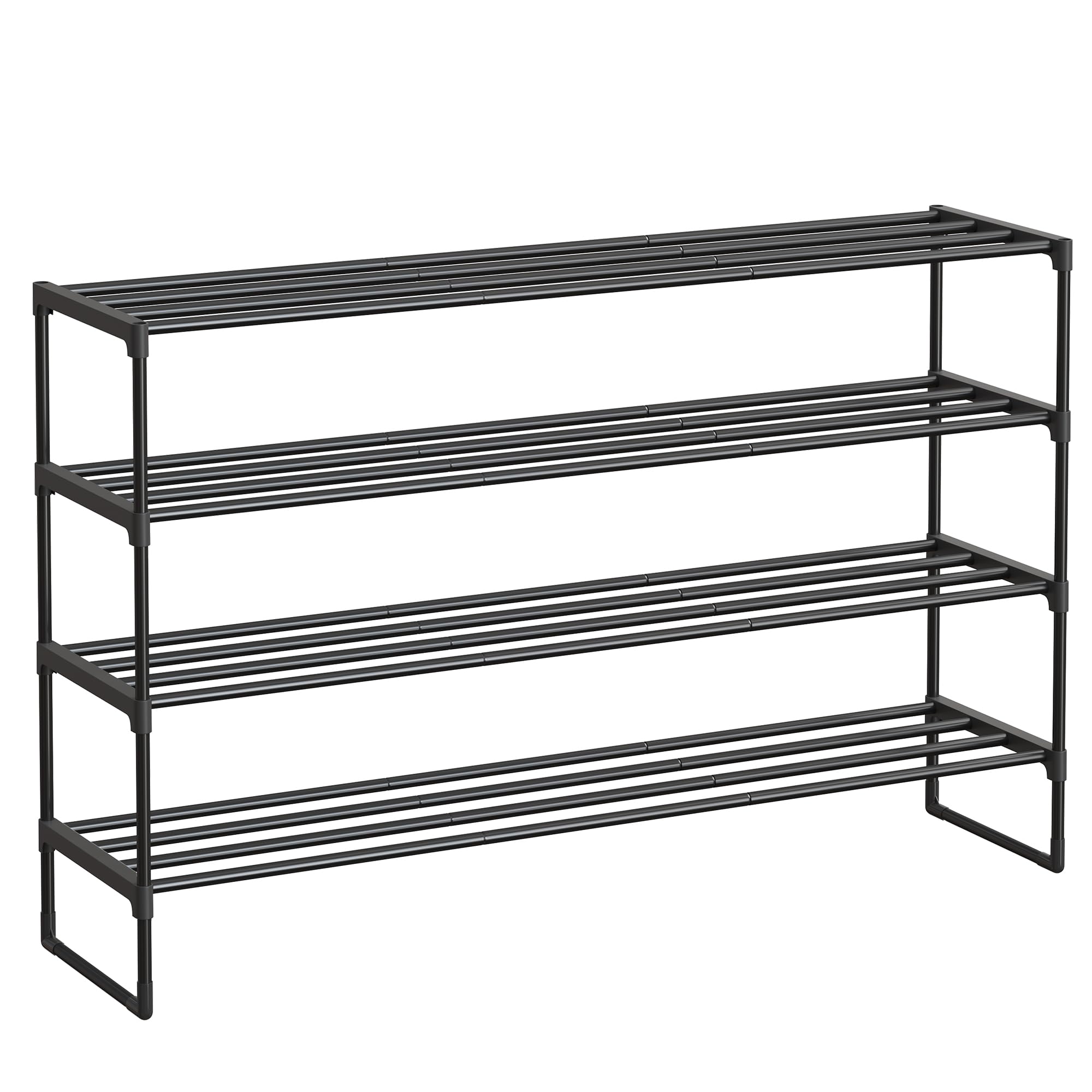 Photo 1 of SONGMICS Shoe Rack, 4-Tier Shoe Organizer, Metal Storage Shelf, Upright or Upside Down, for 25-30 Pairs, Stackable, for Entryway, 11.8 x 46.1 x 29.5 Inches, Black ULSA034B01