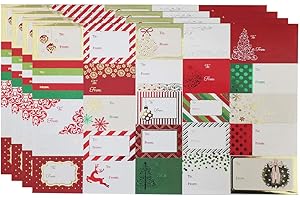 WESGEN Christmas Sticker Labels,Self Adhesive Gift Stickers Holiday Gift Name Decals for Present/Wrapping Paper Decorations (100 Count)