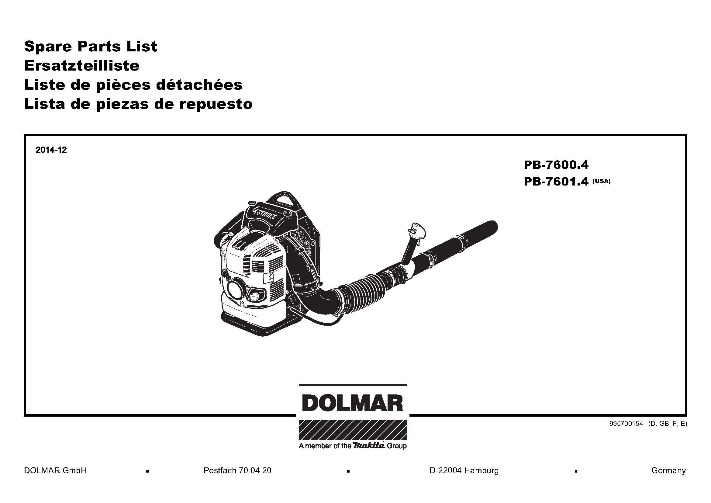 Dolmar 377350110-5927 Gasket Original Part PB-7600.4