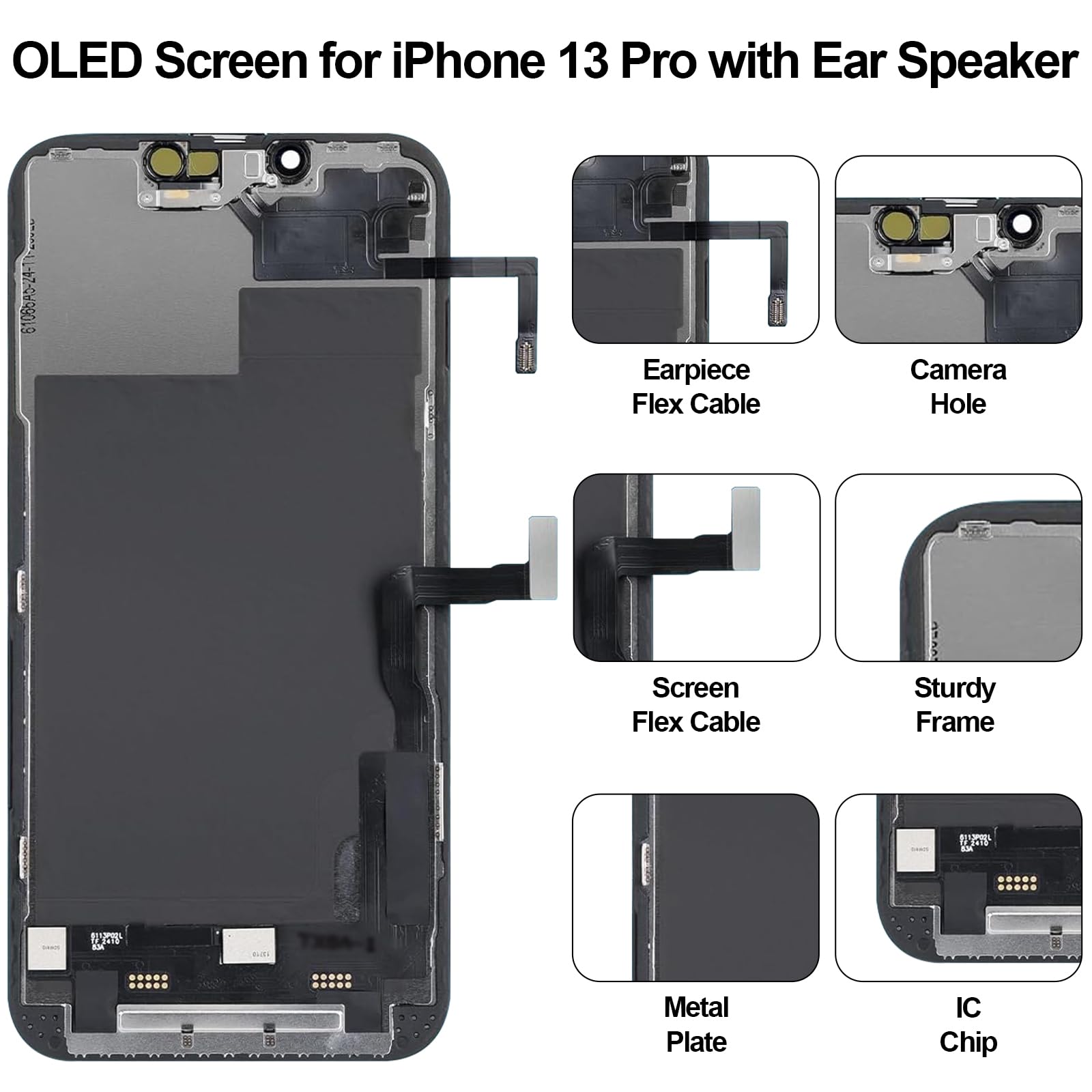 Condition photo showing New/Like New for oled for iphone 13 pro screen replacement [not lcd] with earpiece speaker flex cable proximity senso
