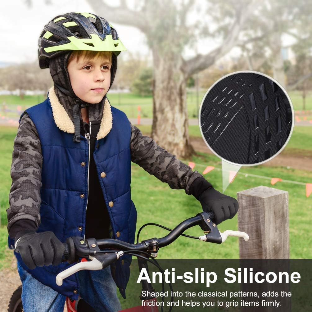 Vbiger Kids GlovesWinter Gloves Touch Screen Gloves Anti-slip Cycling Gloves Sport Gloves for Children Kids Black Gloves: Clothing