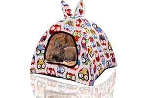 Mechpia Rabbit Bed Hideout, Warm Bunny House Cute Hut Guinea Pig Cave Bed Cage Cage Accessorie for Rabbit Bunny Guinea Pig Hamster Chinchilla Hedgehog