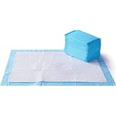 Amazon Basics Super Absorbent Dog and Puppy Potty Pads, Leak-Proof 5-Layer Design with Quick-Dry Surface for Housebreaking, Heavy Duty Absorbency, X-Large, 28 x 34 Inch, Blue &amp; White, 25-Pack