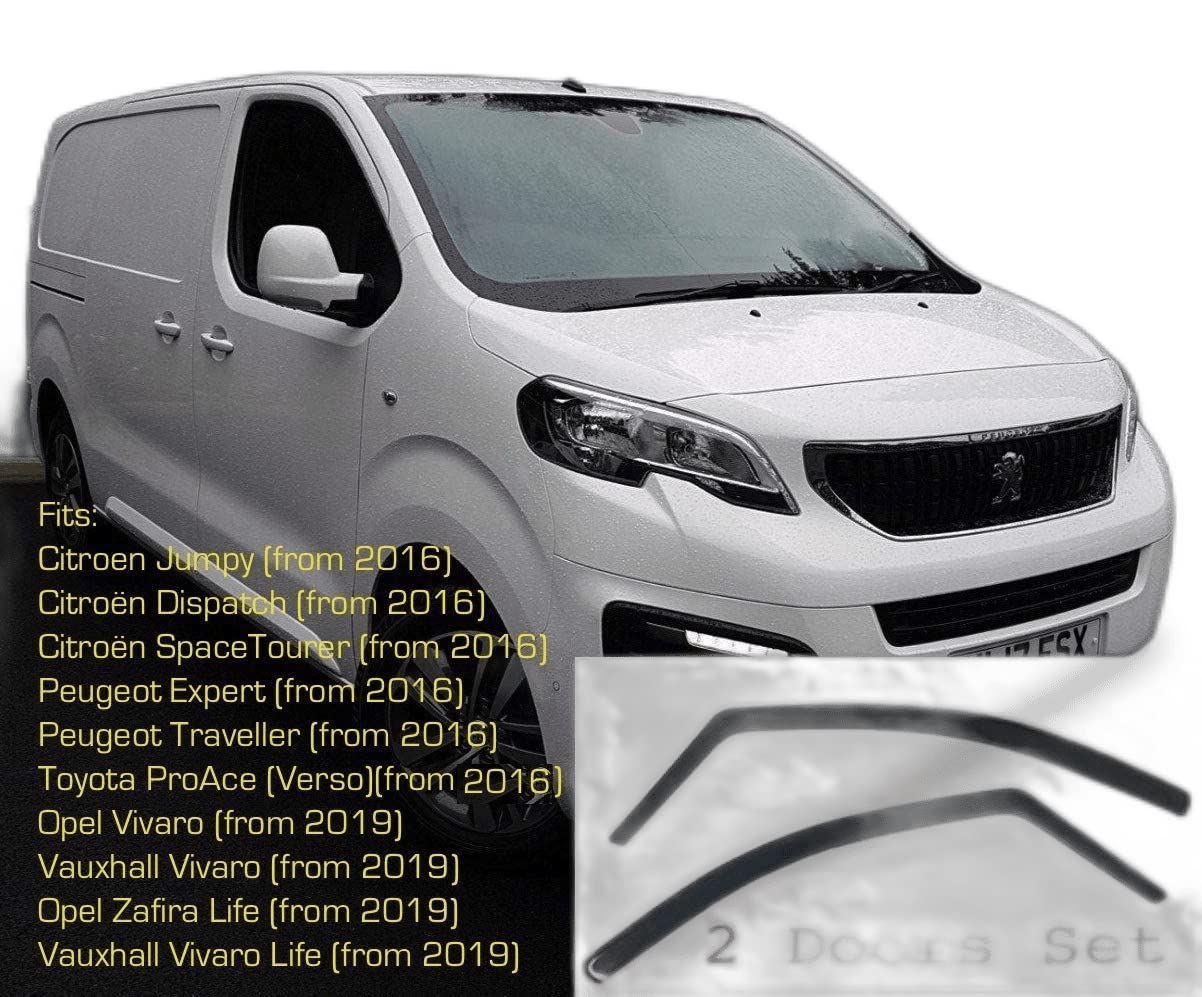 AC WOW Set of 2 Wind Deflectors for TOYOTA ProAce Verso for CITROEN Jumpy Dispatch SpaceTourer for PEUGEOT Expert Traveller 2016 2017 2018 2019 2020 2021 2022 2023 2024 for VAUXHALL Vivaro Zafira Life