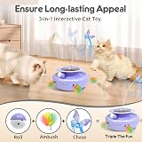 GoldenSun 3-in-1 Interactive Cat Toys Rechargeable ABS Safe Fabric Butterfly view 2