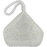 Vgift Upgraded Medium Rhinestone Wrist Purse, Women Bling Evening Bag Sparkly Clutch for Prom Night Out Cocktail