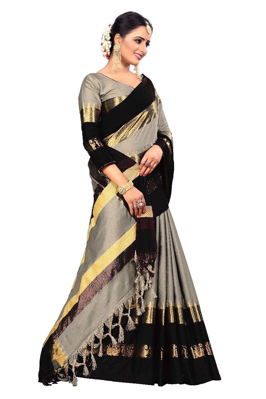 sakarba fashion sarees women's cotton silk saree with blouse piece.