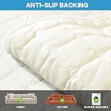 LINGKY Soft Flannel Sofa Covers 1 2 3 Seater Non-Slip Beige White 70x70cm view 7