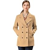 Allegra K Women's Winter Coats Long Sleeve Lapel Mid-thigh Outerwear Double Breasted Pea Coat