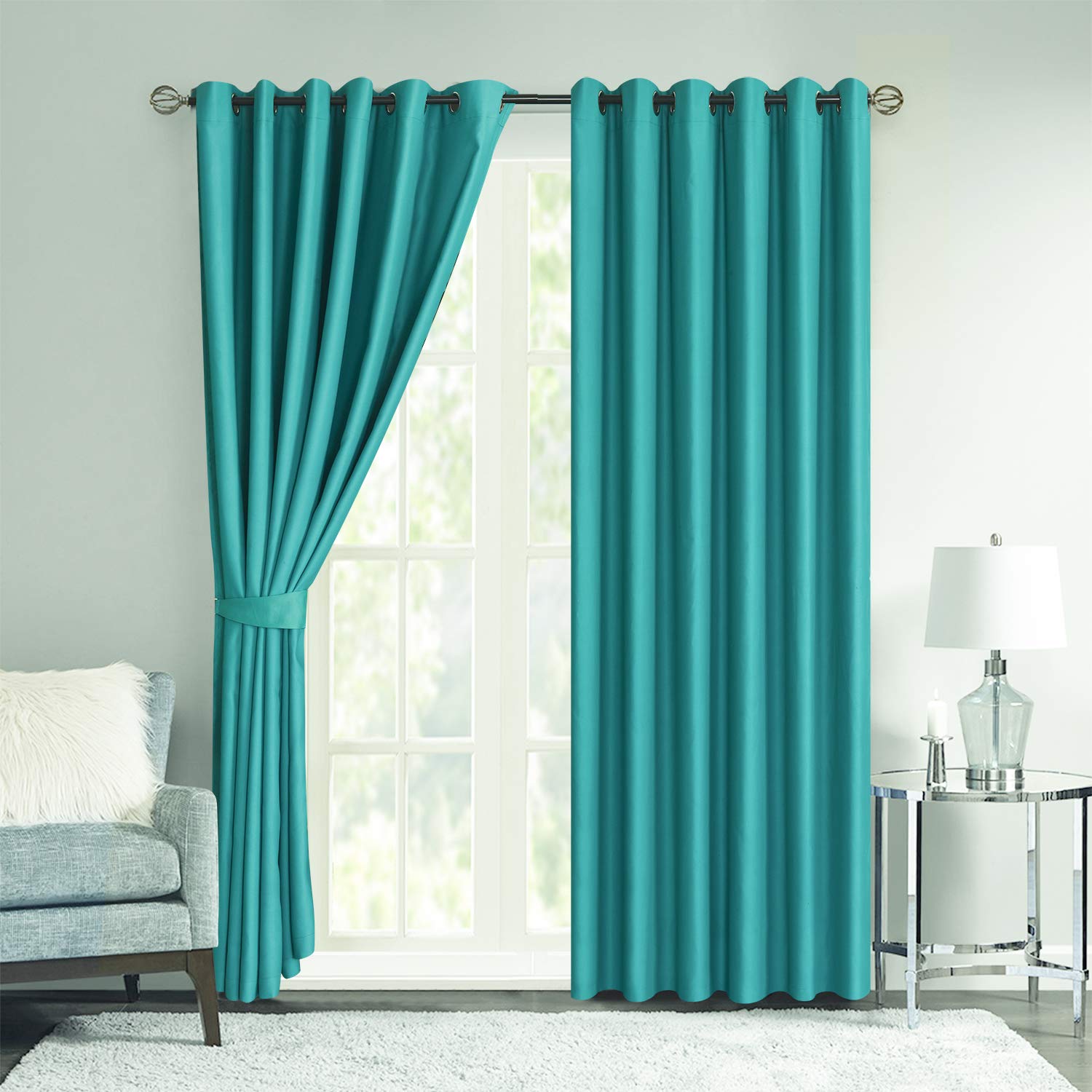 ZIMEL HOMES-Thermal insulated curtains-Soft Thick Decorative panel Blackout Curtains -6 colors and 7 Eyelet Ring Top Pair — image 1